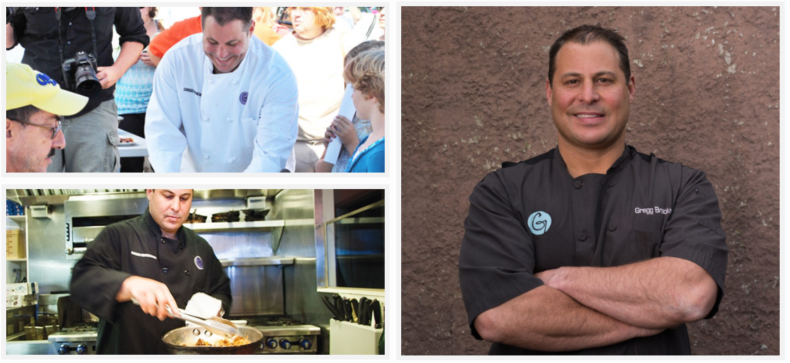 Chef Gregg Brackman cooking in the kitchen and at G Bar & Kitchen events